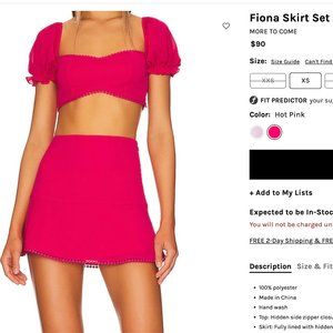 Revolve Skirt Set in Pink | Label: More to Come Fiona Skirt Set Size M